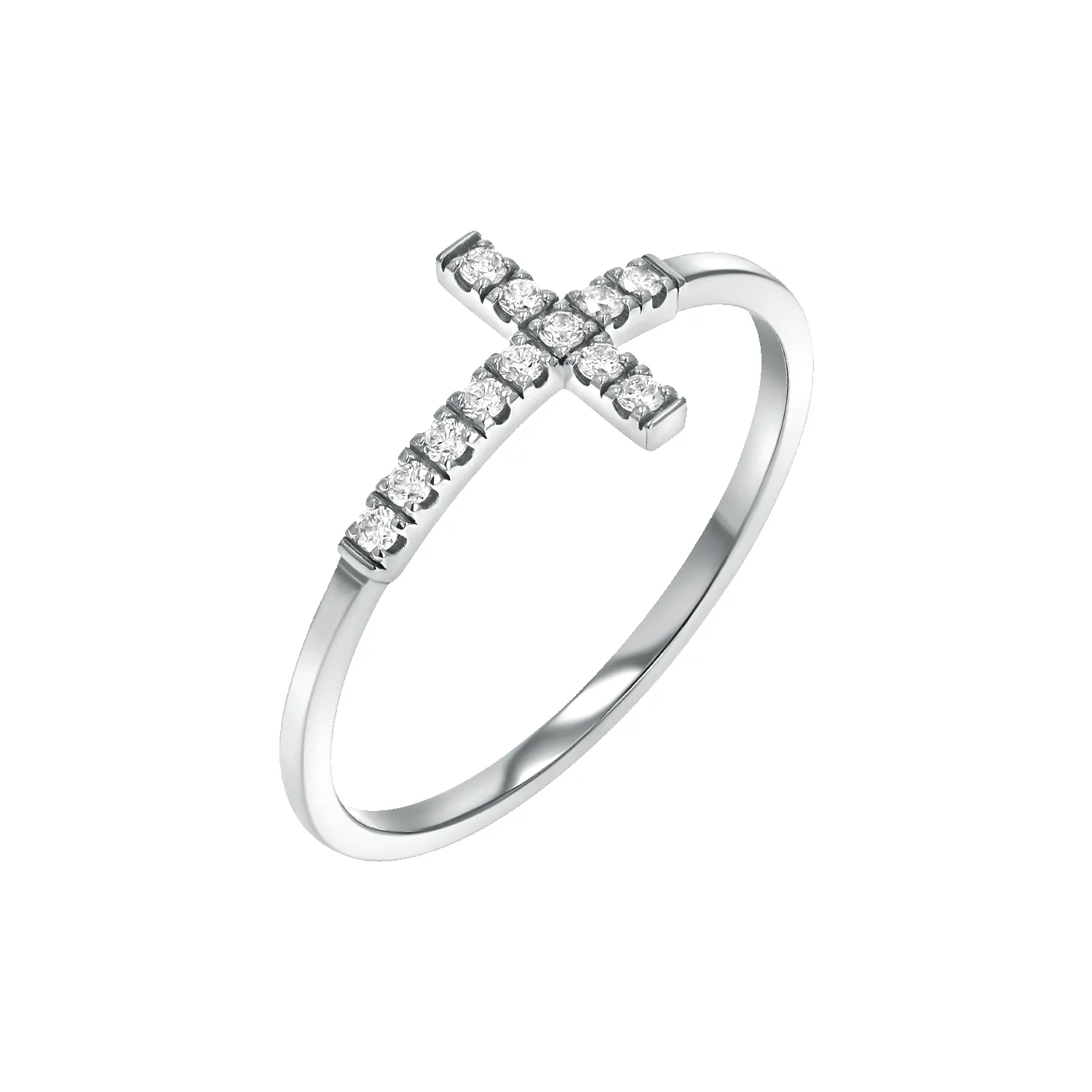 Grace Pave Diamond Cross Ring sold by Baby Gold product image thumbnail 2
