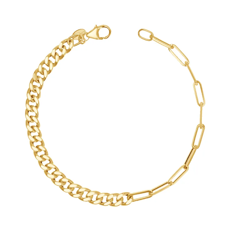 Split Curb Paper Clip Chain Bracelet sold by Baby Gold