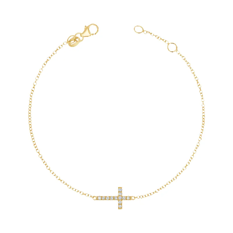 Grace Pave Diamond Cross Bracelet sold by Baby Gold