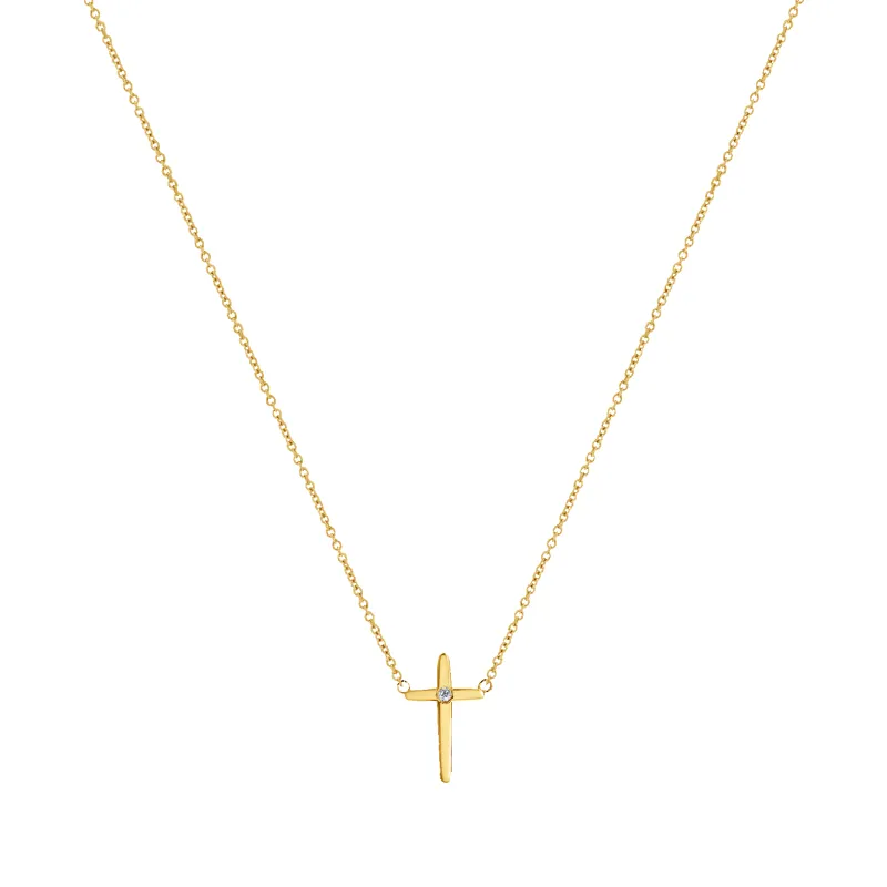 Sculptural Diamond Cross Necklace sold by Baby Gold