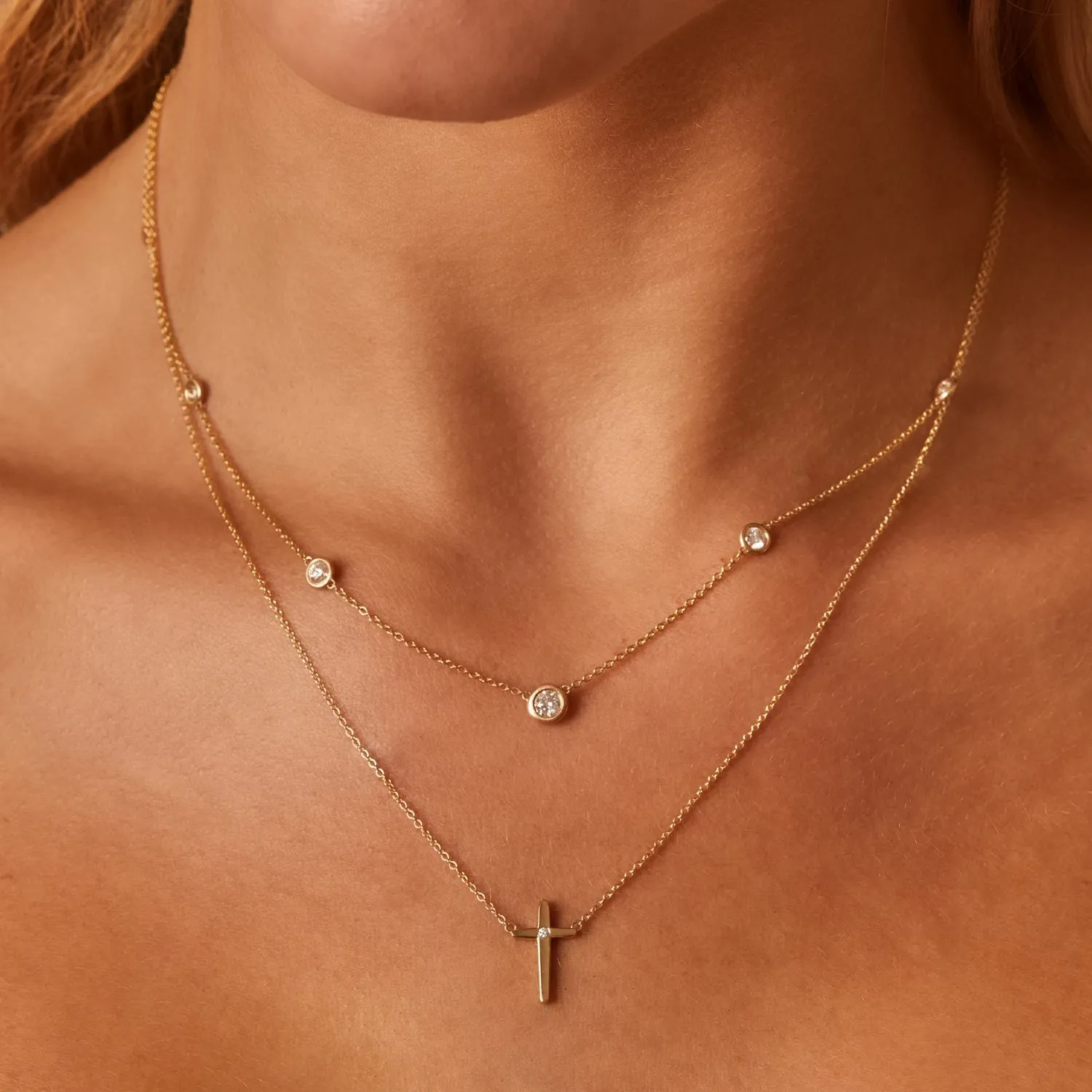 Sculptural Diamond Cross Necklace sold by Baby Gold product image thumbnail 4