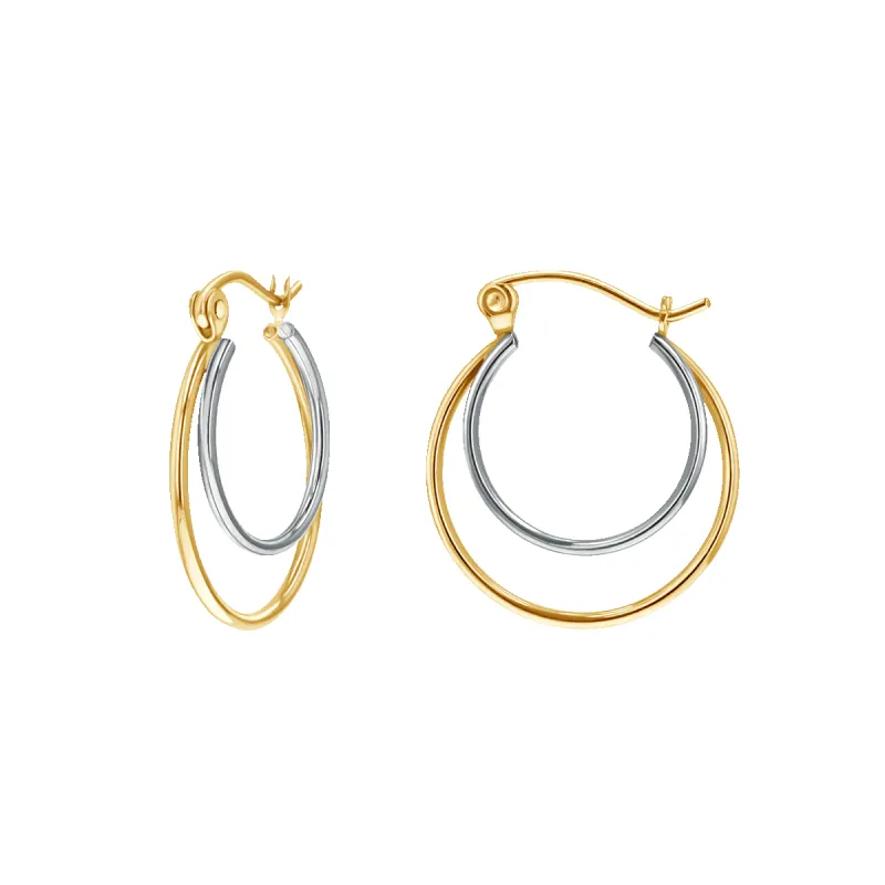 Two Tone Layered Hoop Earrings sold by Baby Gold