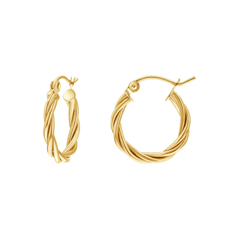 Gold Twist Hoops sold by Baby Gold