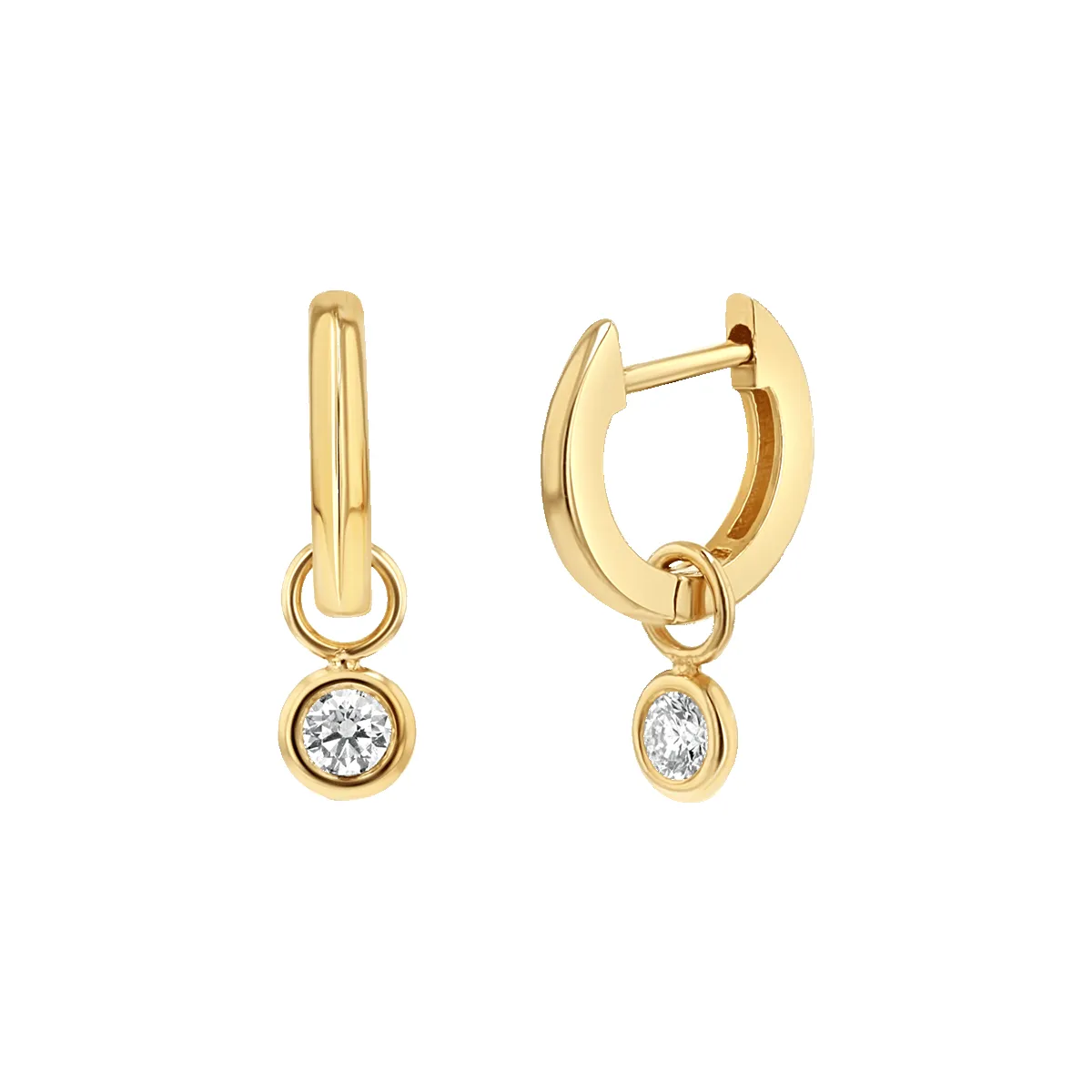 Diamond Drop Huggies Hoops sold by Baby Gold