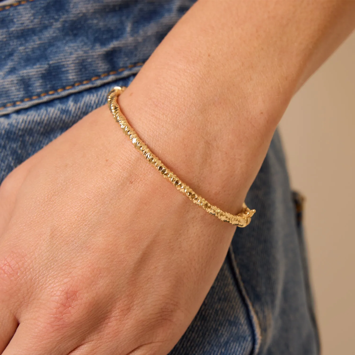 Sparkle Faceted Gold Bangle sold by Baby Gold product image thumbnail 3