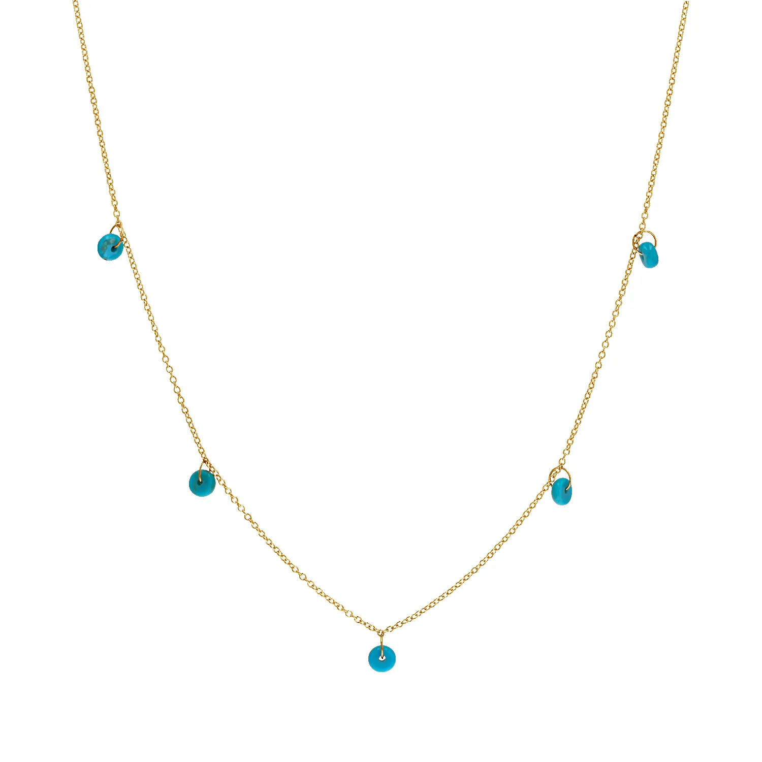 Turquoise Bead Charm Necklace sold by Baby Gold