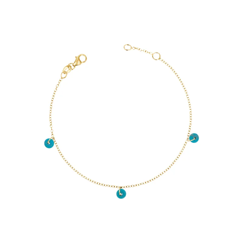 Turquoise Bead Charm Bracelet sold by Baby Gold