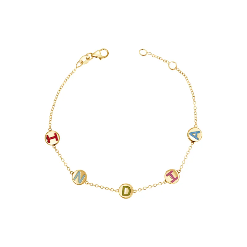 Custom Enamel Letter Bracelet made by Baby Gold