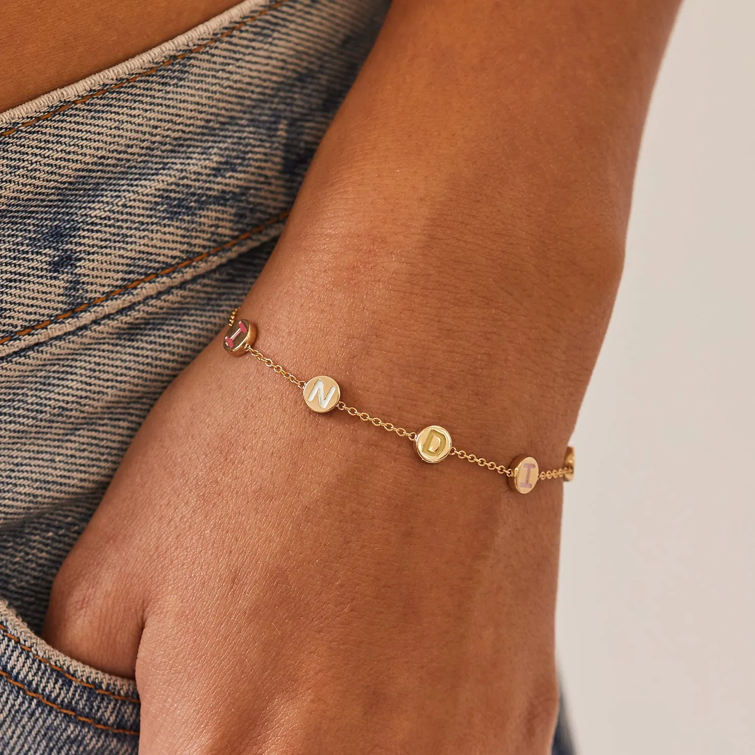 Custom Enamel Letter Bracelet sold by Baby Gold product image thumbnail 4