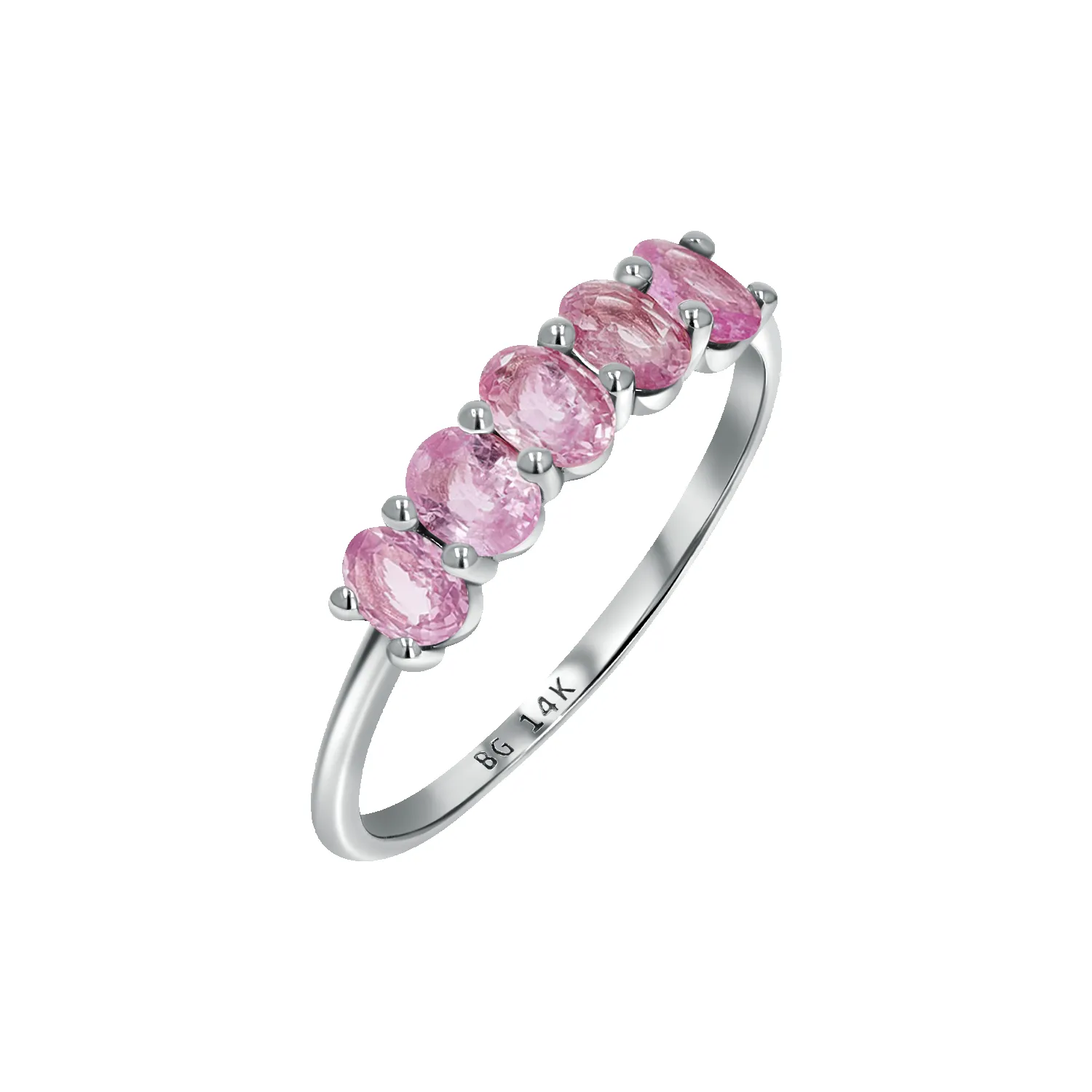 Oval Pink Sapphire Five-Stone Ring sold by Baby Gold product image thumbnail 2