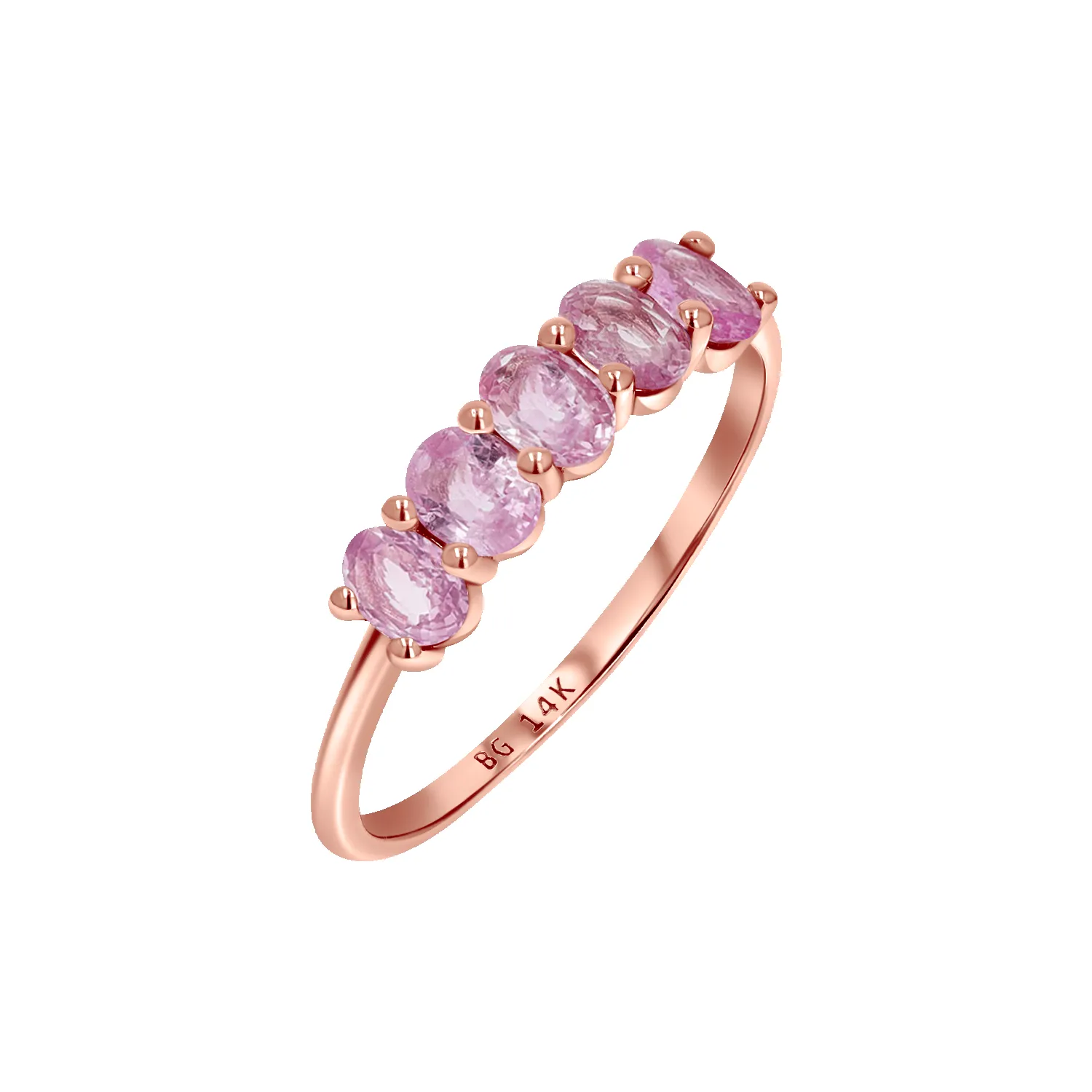 Oval Pink Sapphire Five-Stone Ring sold by Baby Gold product image thumbnail 3