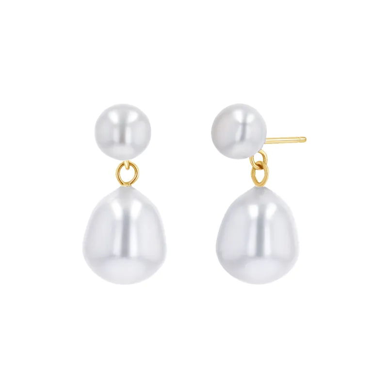 Drop Pearl Stud Earrings made by Baby Gold