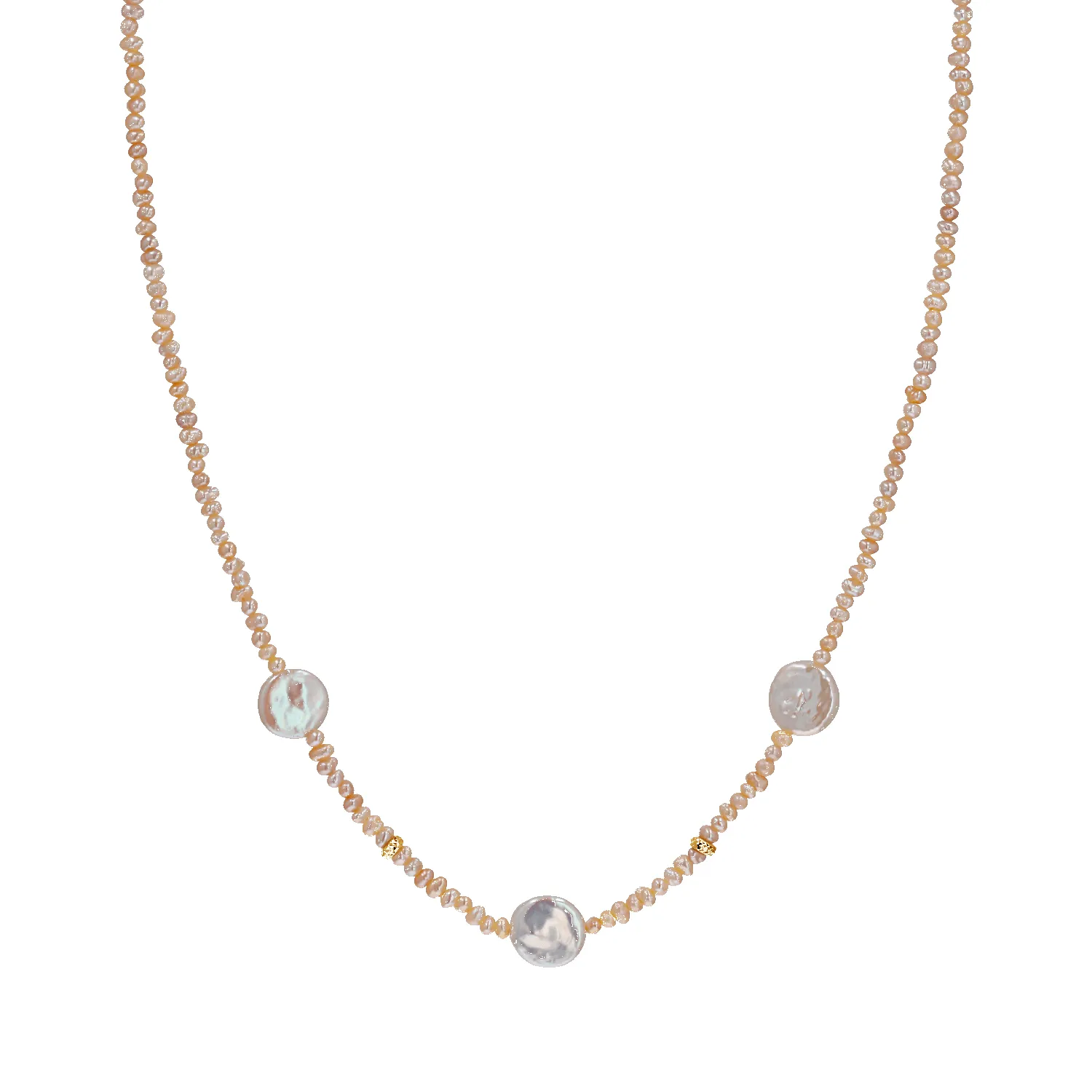 Baroque Coin Pearl Station Necklace sold by Baby Gold