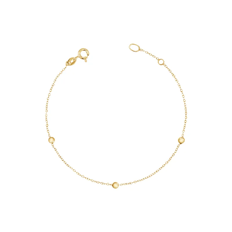 Dainty Ball Station Bracelet made by Baby Gold