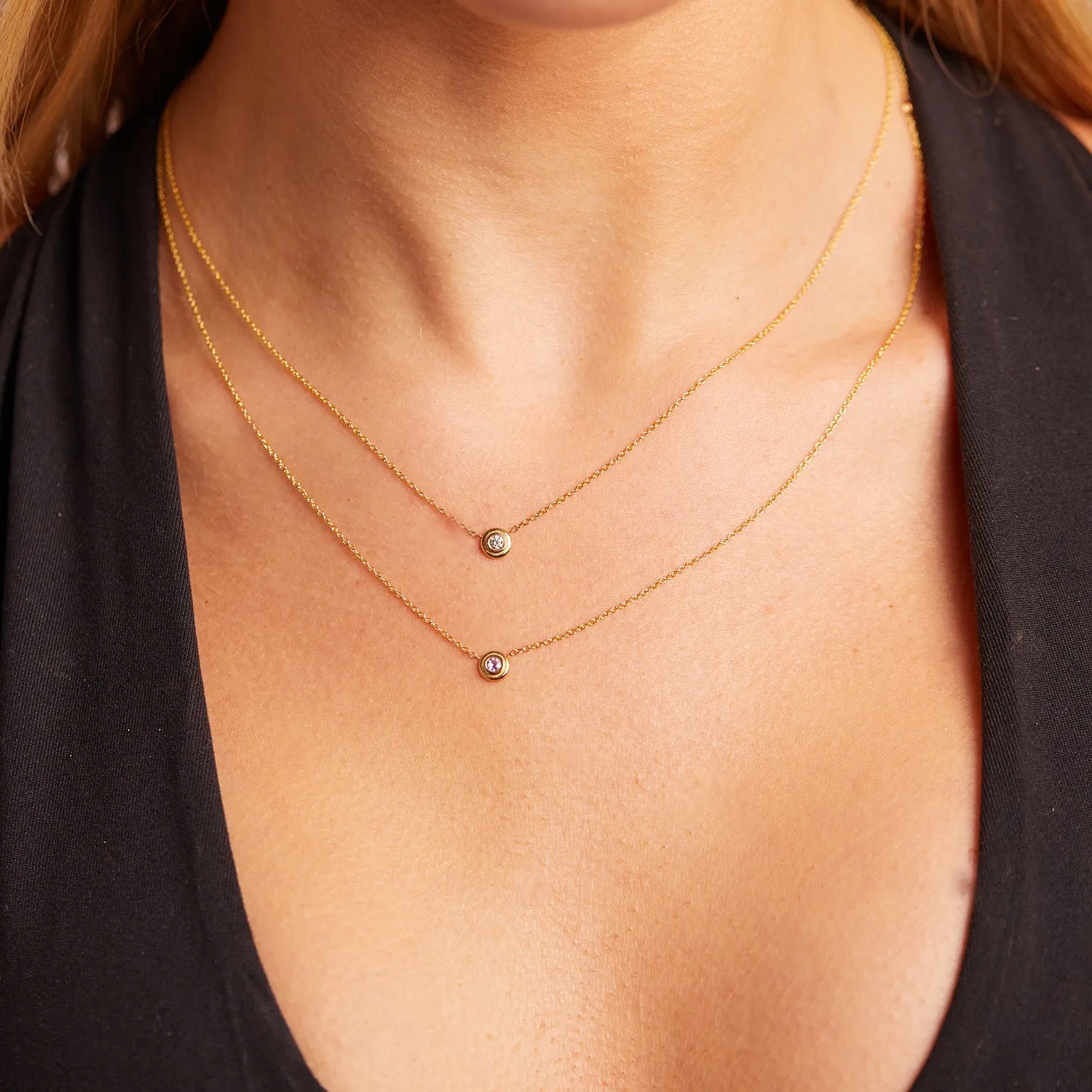 Step Bezel Solitaire Necklace sold by Baby Gold product image thumbnail 4