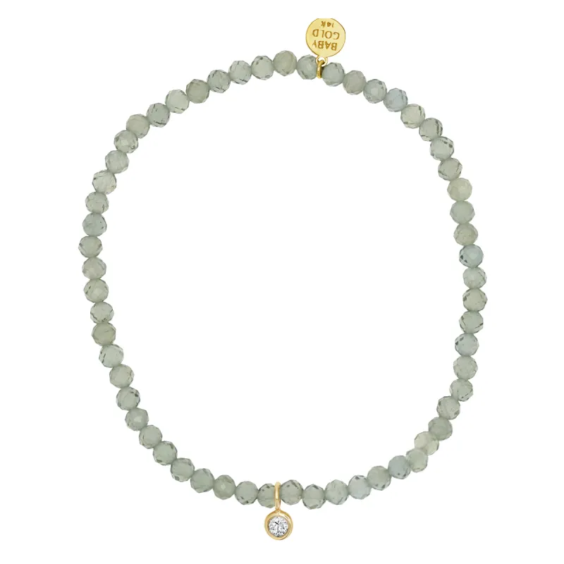 Green Gemstone & Custom Charm Bracelet sold by Baby Gold