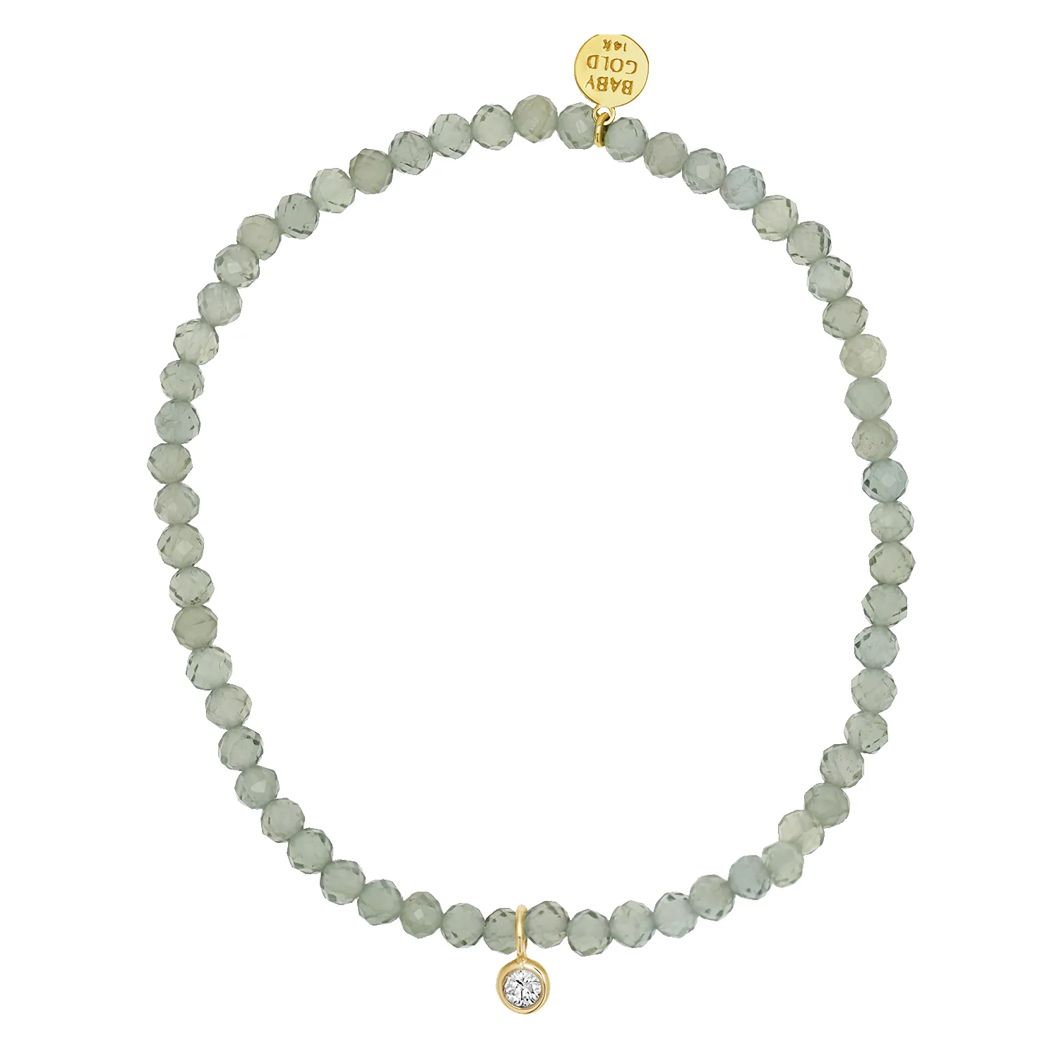 Green Gemstone & Custom Charm Bracelet sold by Baby Gold
