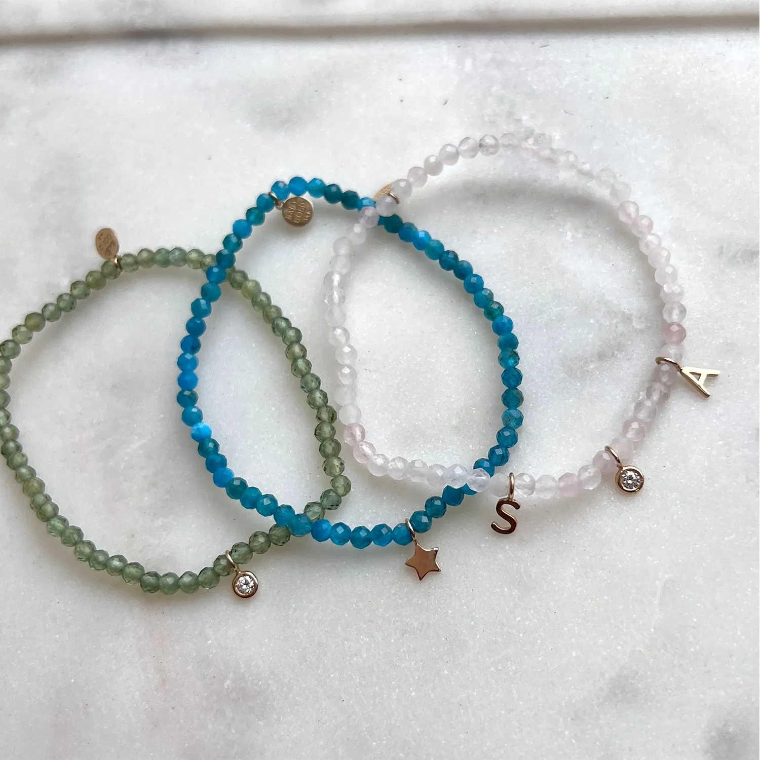 Green Gemstone & Custom Charm Bracelet sold by Baby Gold product image thumbnail 2