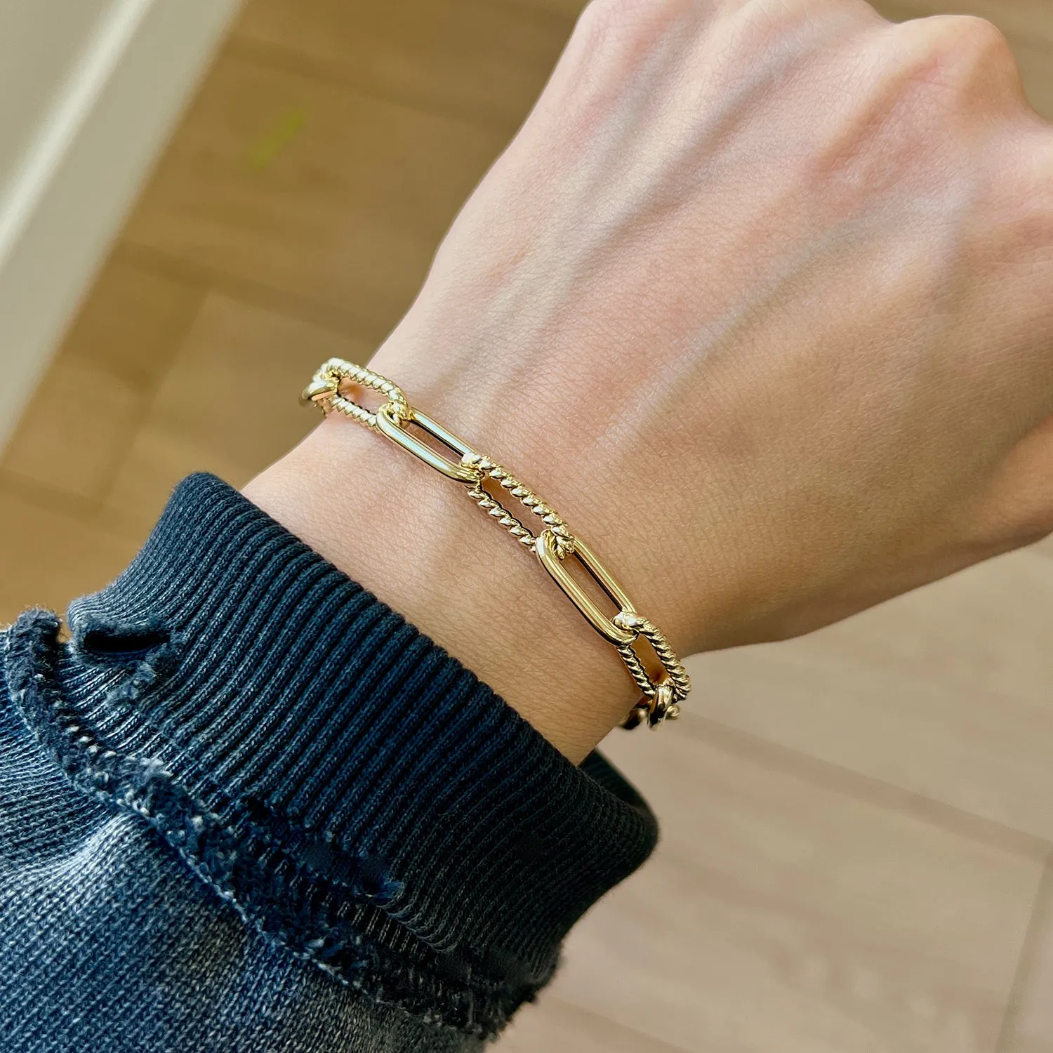 14K Oval Link Twist Chain Bracelet sold by Baby Gold product image thumbnail 2