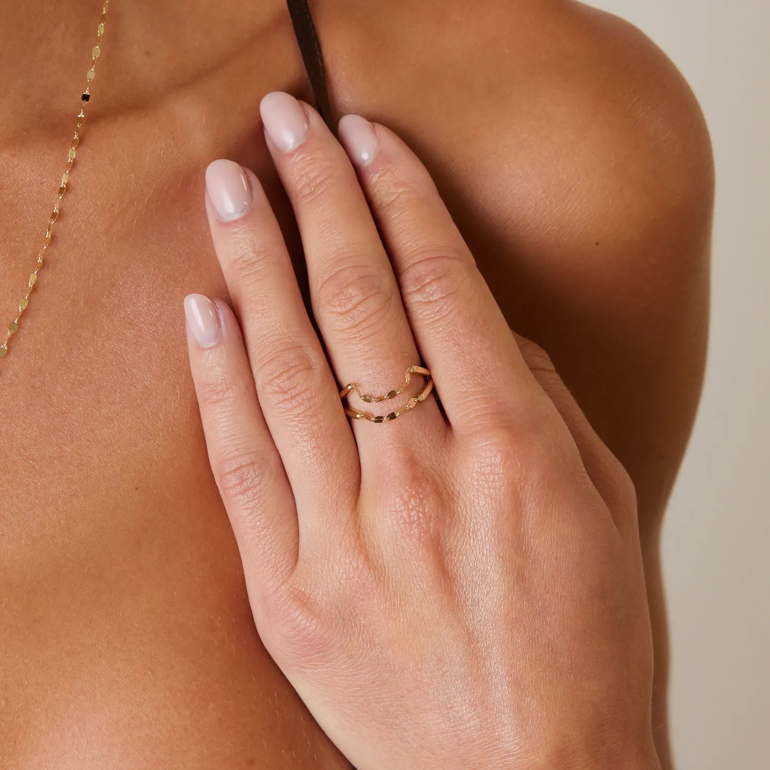 Demure Duo Chain Ring sold by Baby Gold product image thumbnail 5