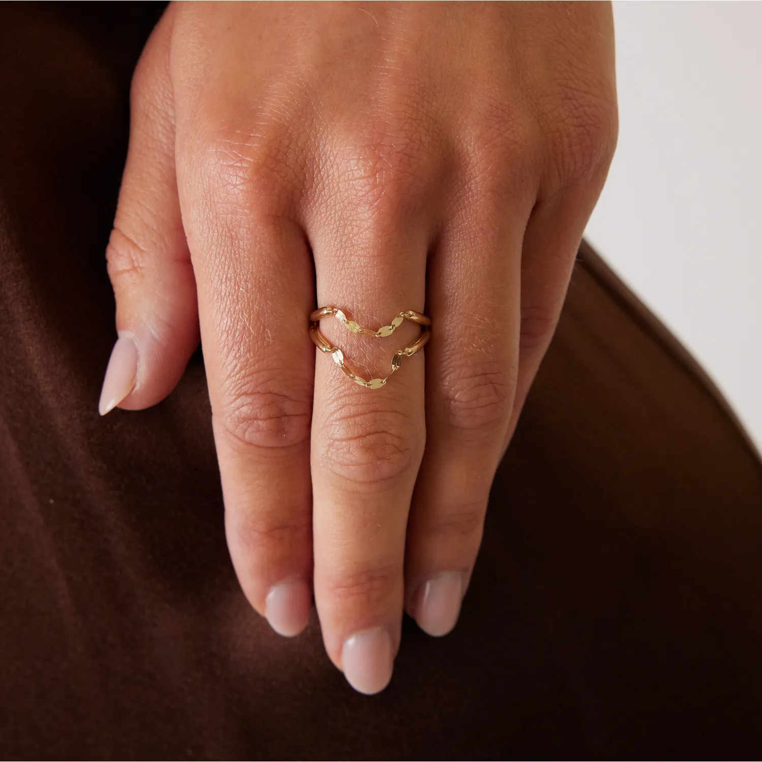 Demure Duo Chain Ring sold by Baby Gold product image thumbnail 4
