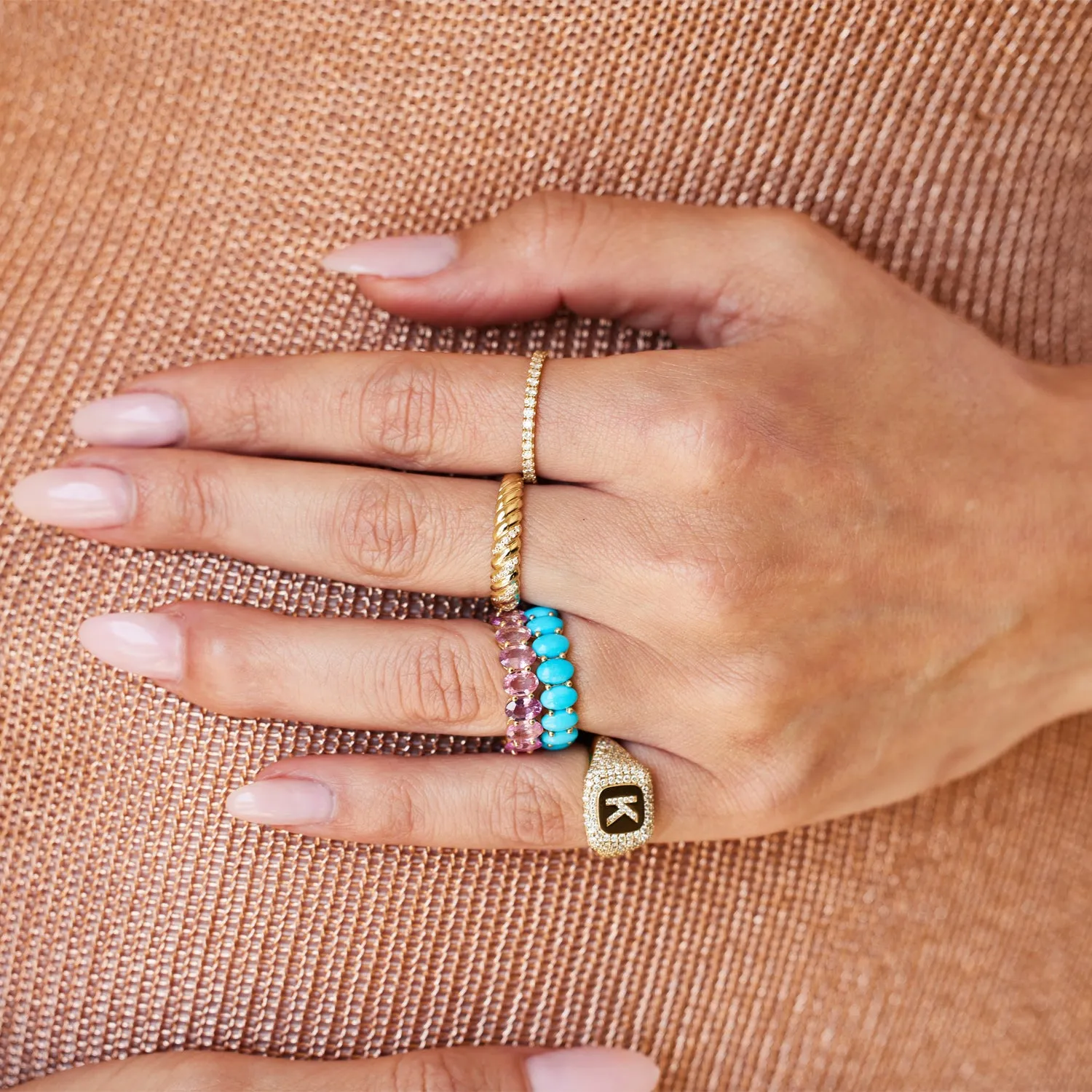 Genuine Turquoise Oval Eternity Band sold by Baby Gold product image thumbnail 5