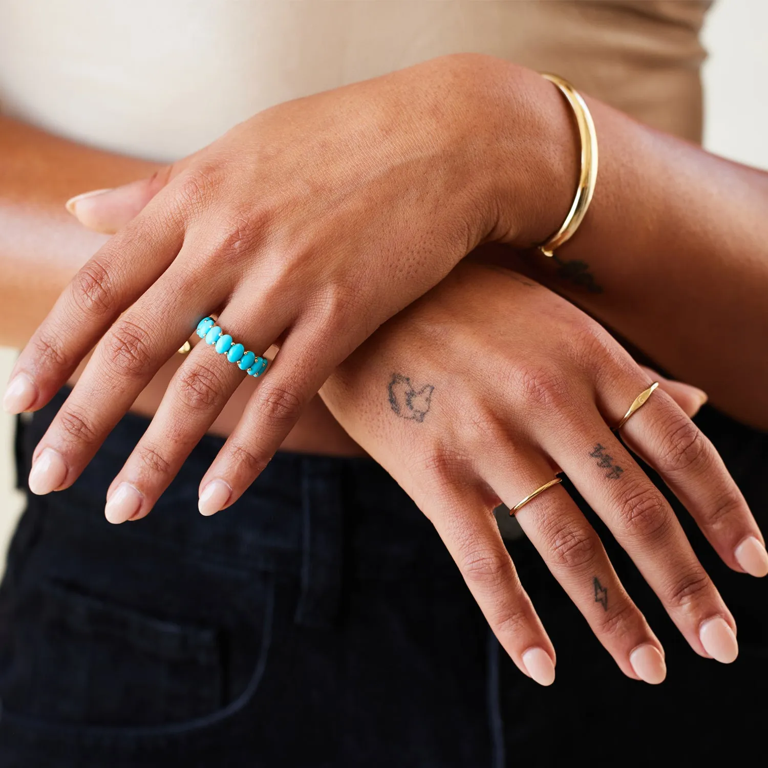 Genuine Turquoise Oval Eternity Band sold by Baby Gold product image thumbnail 4