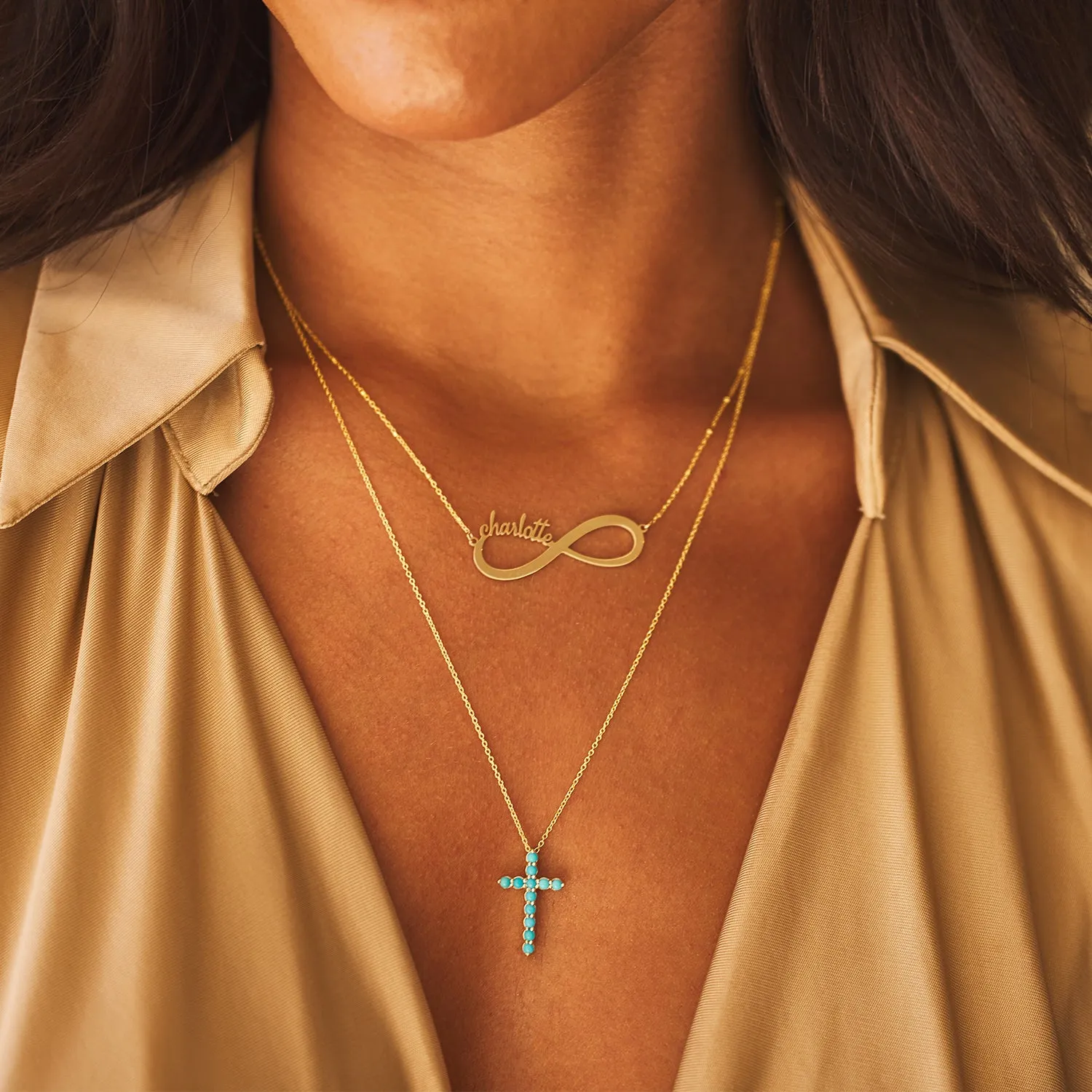 Turquoise Cross Necklace sold by Baby Gold product image thumbnail 4