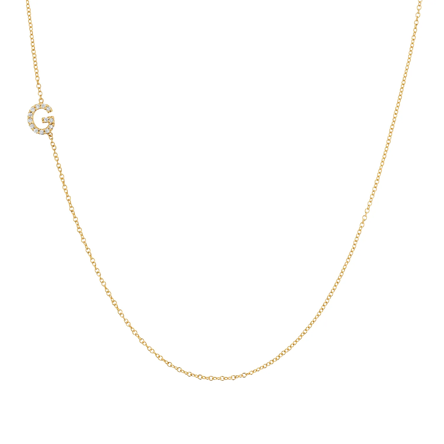 Diamond Asymmetrical Initial Necklace sold by Baby Gold