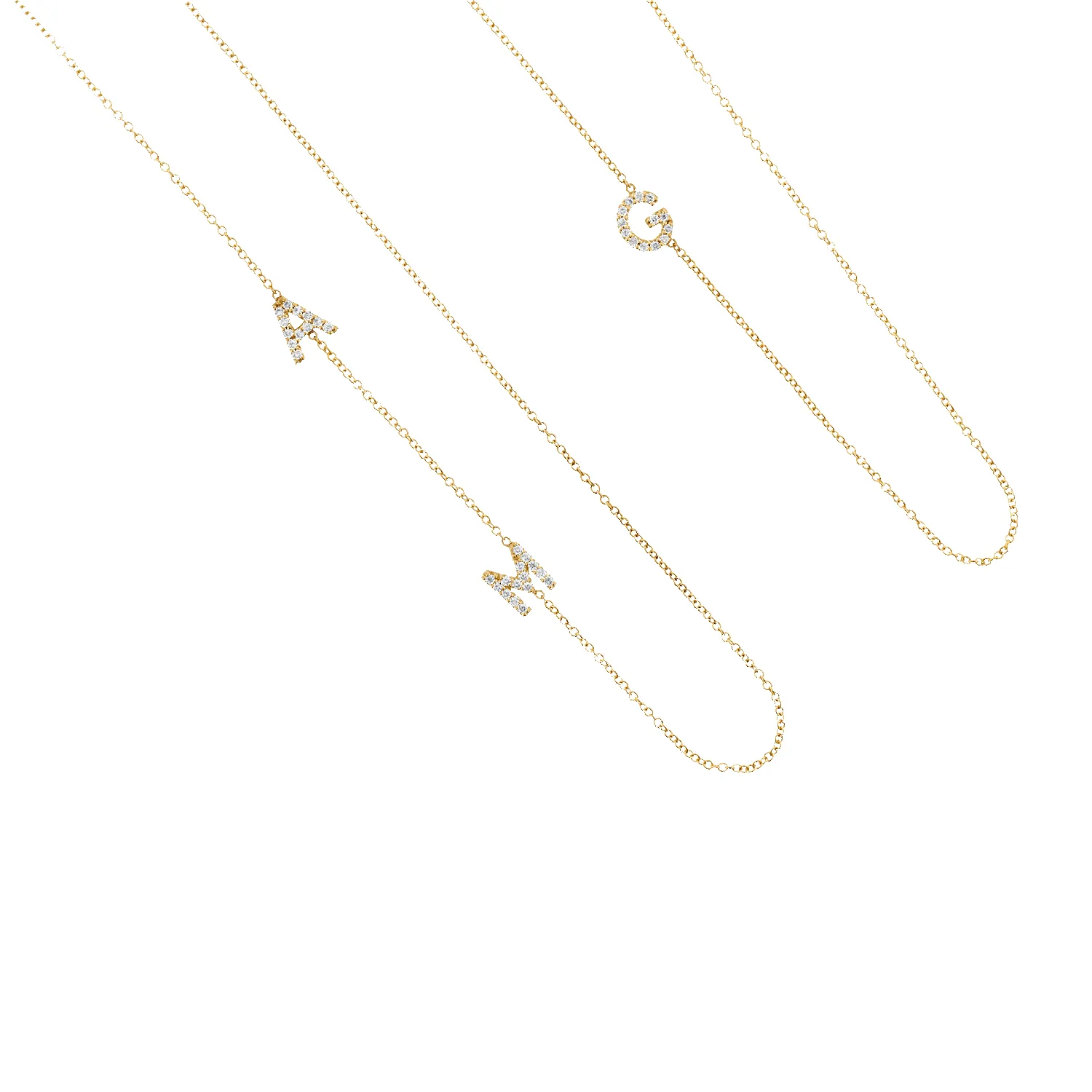 Diamond Asymmetrical Initial Necklace sold by Baby Gold product image thumbnail 4
