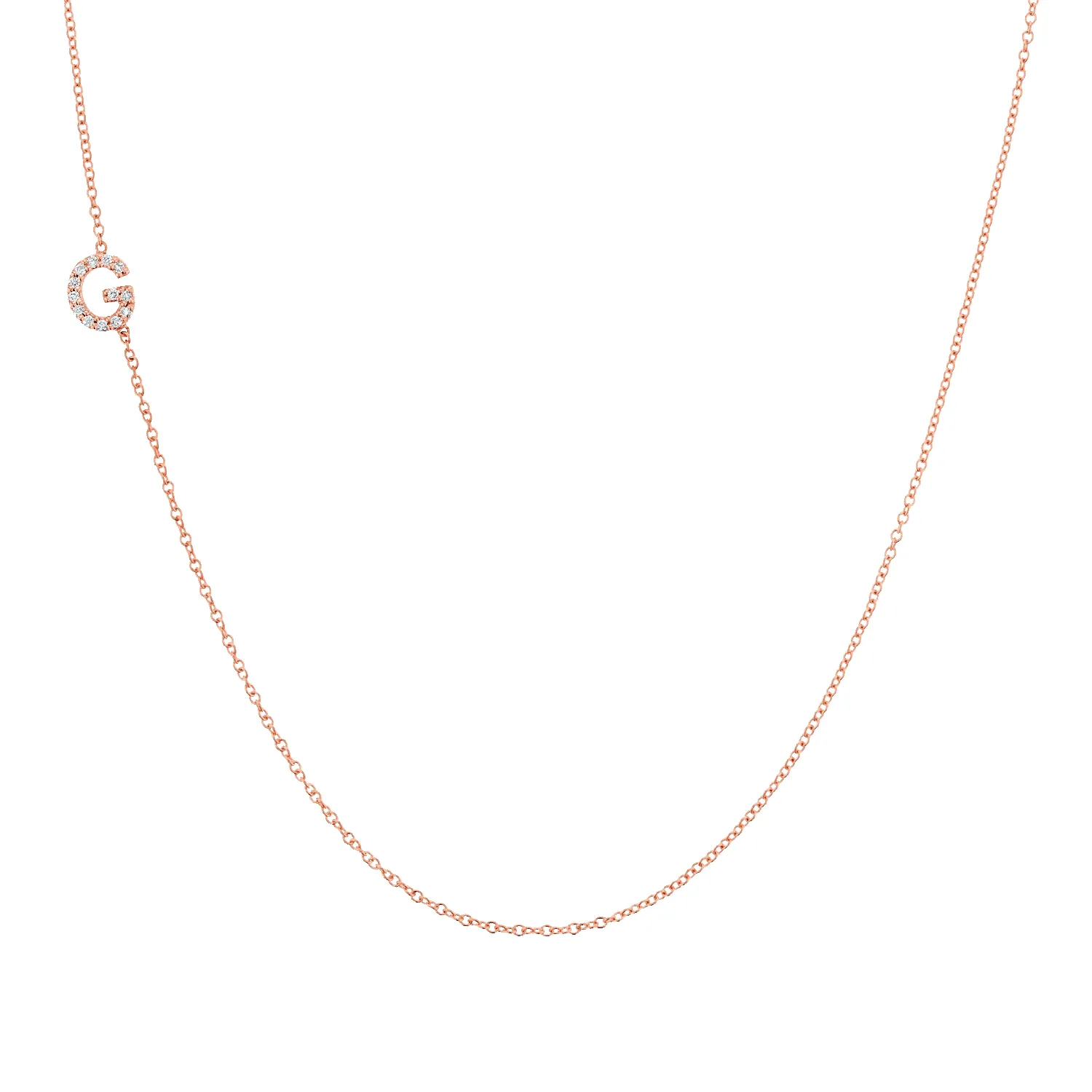 Diamond Asymmetrical Initial Necklace sold by Baby Gold product image thumbnail 3