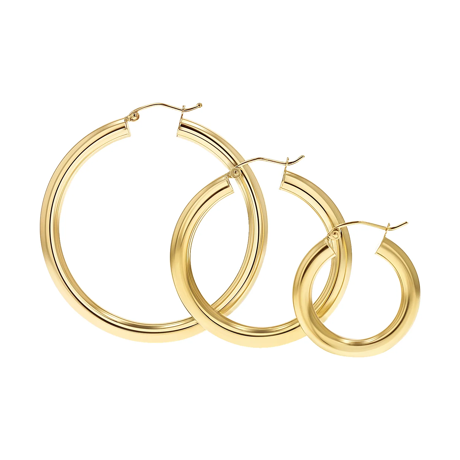4mm Gold Tube Hoop Earrings sold by Baby Gold product image thumbnail 5