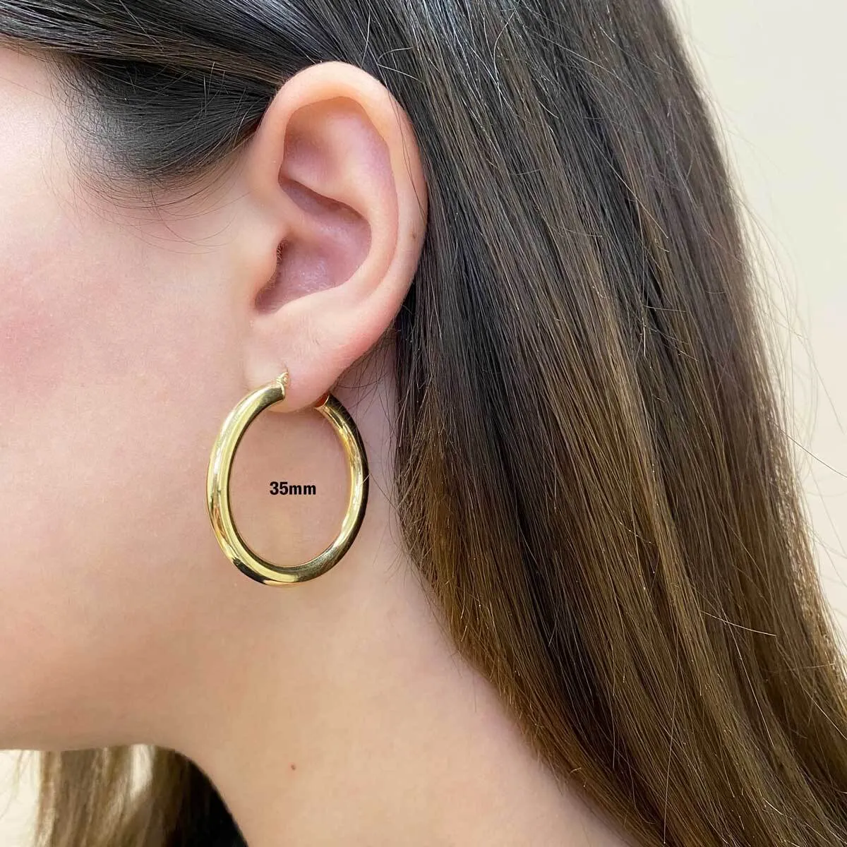 4mm Gold Tube Hoop Earrings sold by Baby Gold product image thumbnail 3