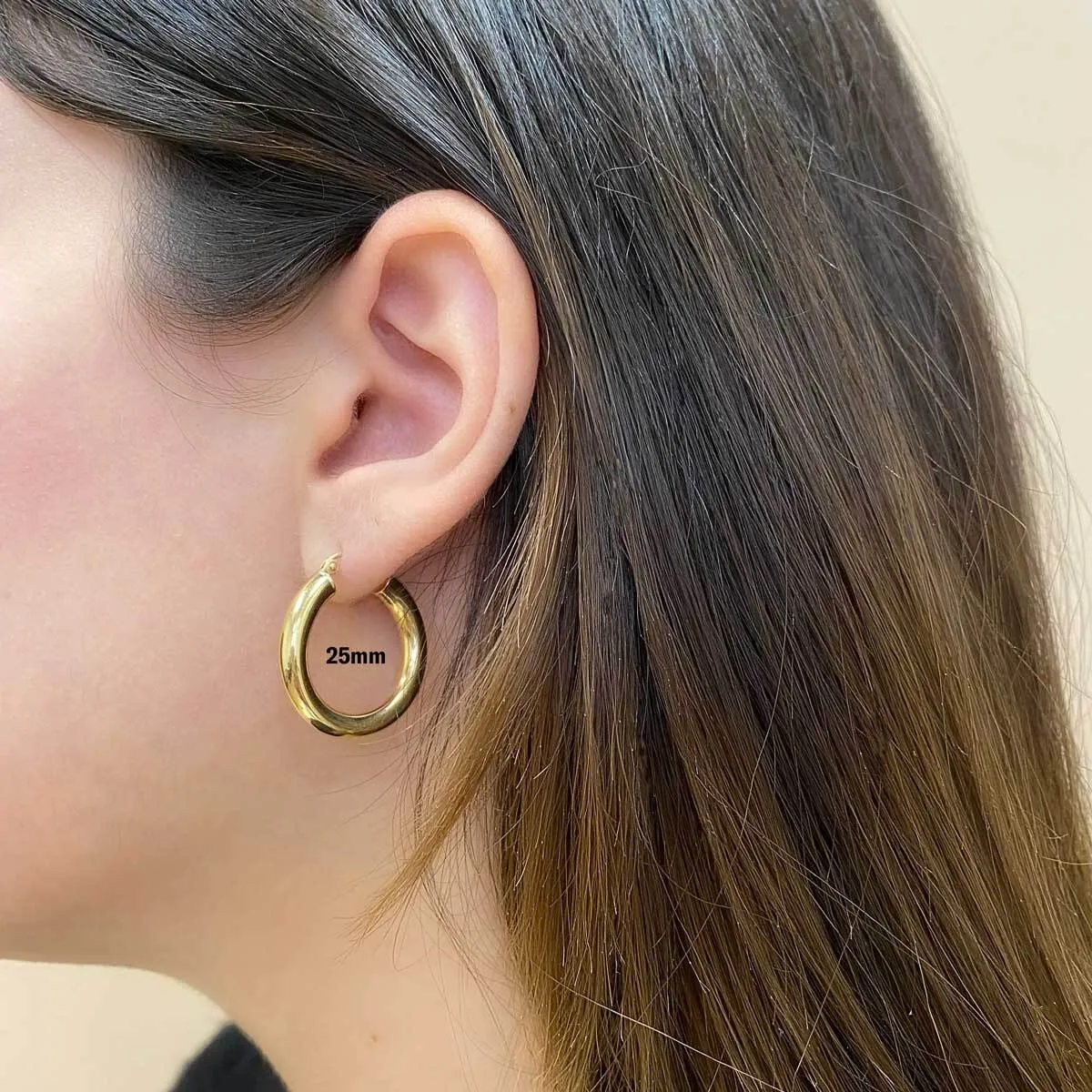 4mm Gold Tube Hoop Earrings sold by Baby Gold product image thumbnail 2