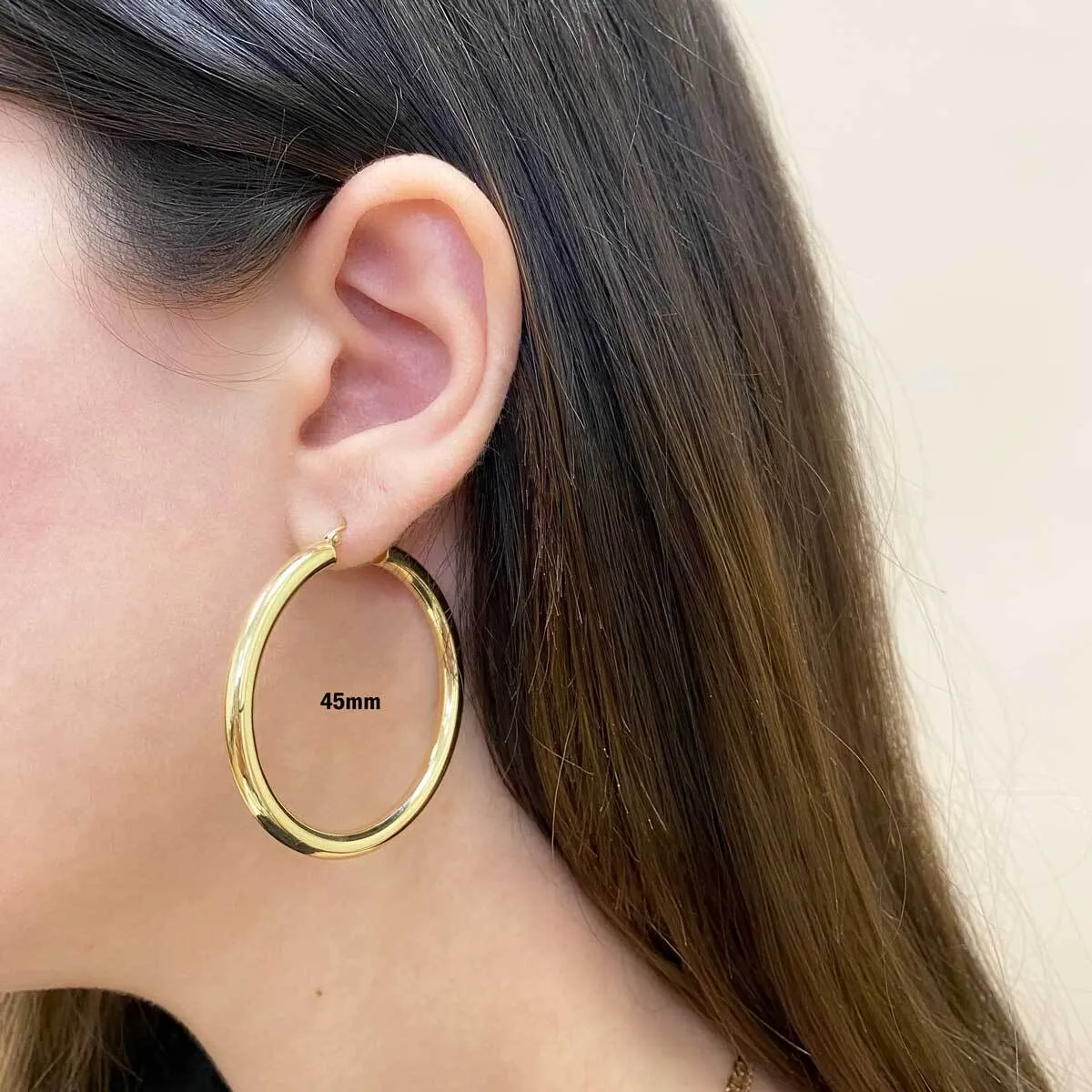 4mm Gold Tube Hoop Earrings sold by Baby Gold product image thumbnail 4