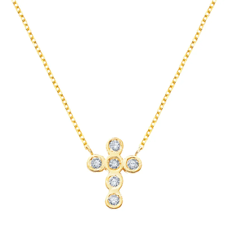 Diamond Bezel Cross Necklace sold by Baby Gold