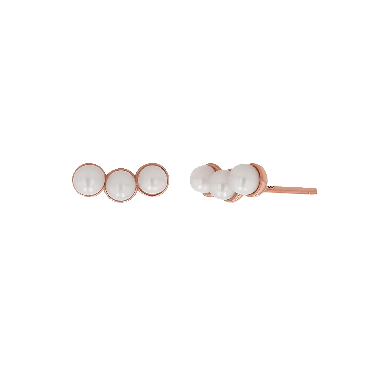 Pearl Trio Stud Earrings sold by Baby Gold product image thumbnail 3