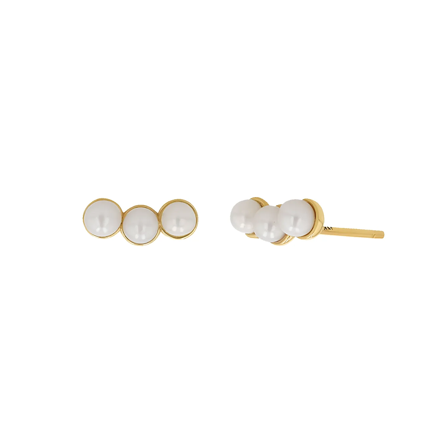 Pearl Trio Stud Earrings sold by Baby Gold