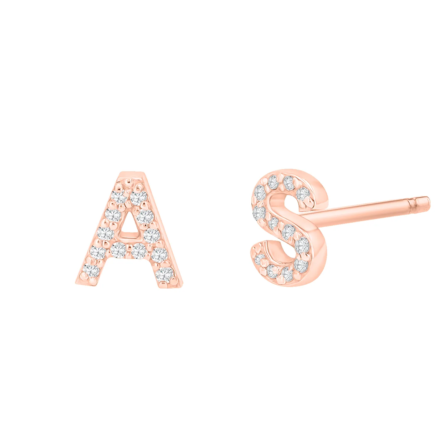 Diamond Pave Letter Stud Earrings sold by Baby Gold product image thumbnail 3