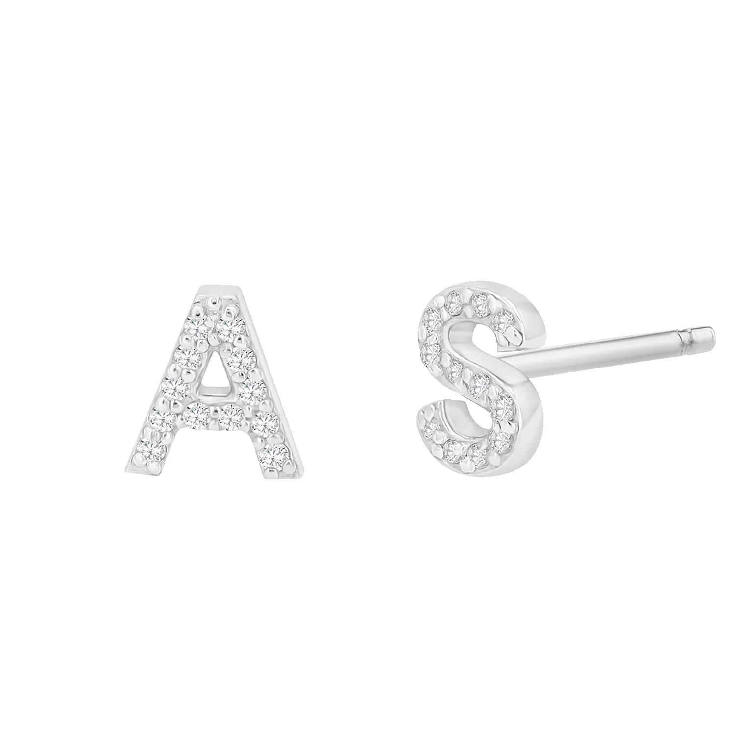 Diamond Pave Letter Stud Earrings sold by Baby Gold product image thumbnail 2