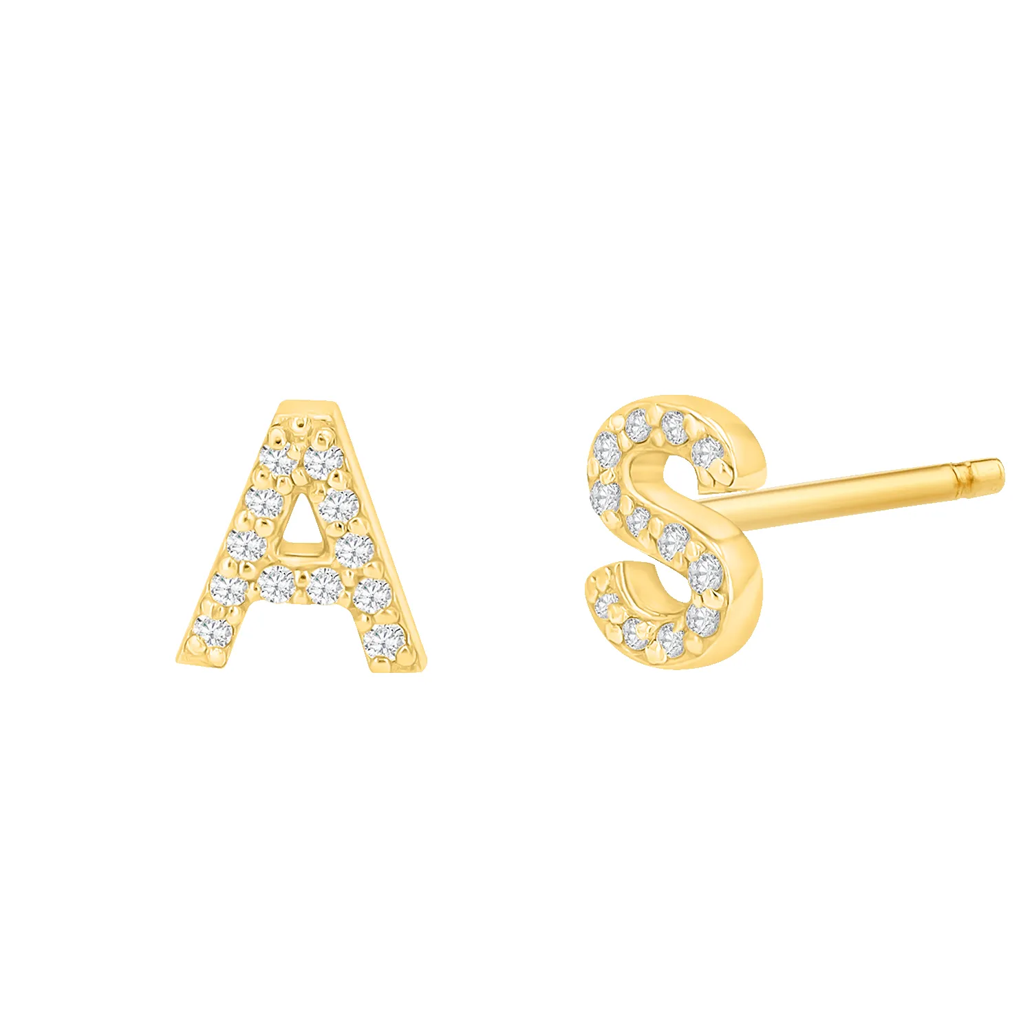 Diamond Pave Letter Stud Earrings sold by Baby Gold