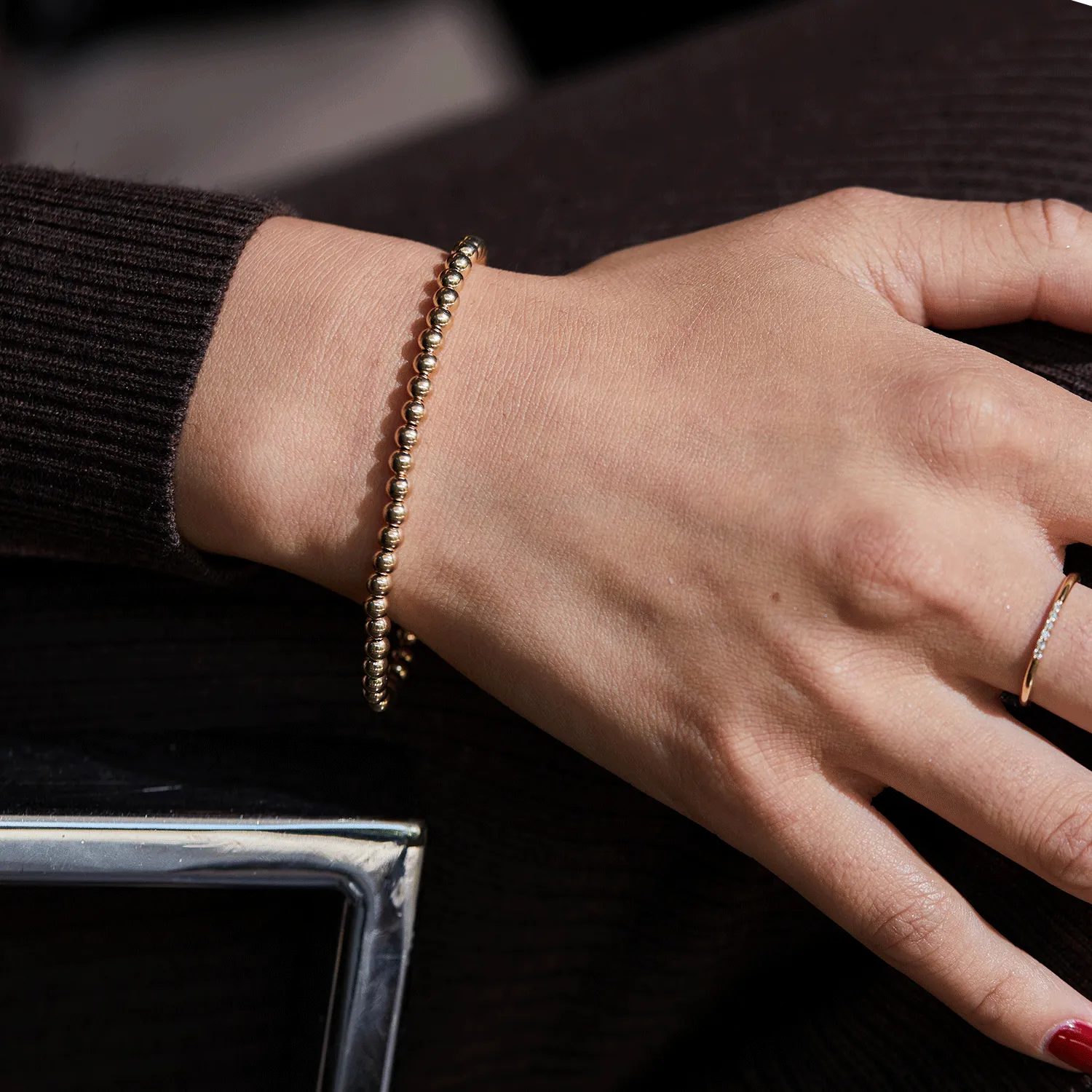 14K Gold 4mm Ball Bead Bracelet sold by Baby Gold product image thumbnail 4