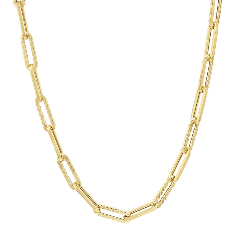 14K Twist Link Paper Clip Chain Necklace sold by Baby Gold
