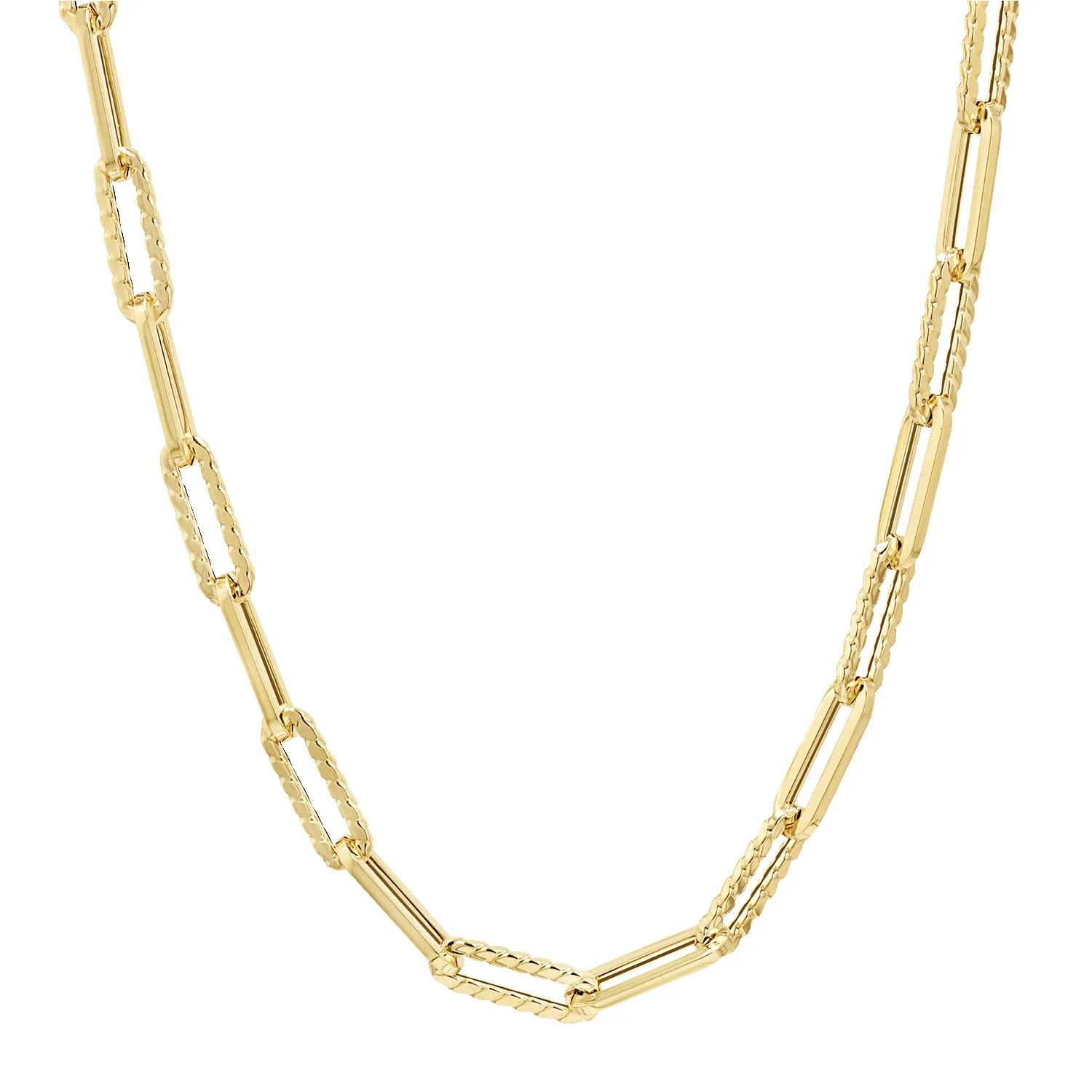 14K Twist Link Paper Clip Chain Necklace sold by Baby Gold