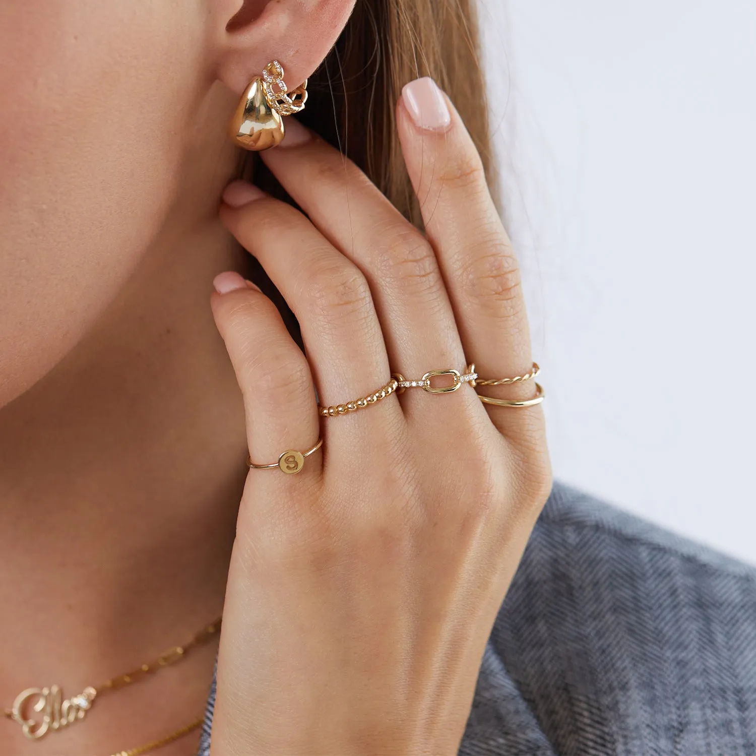 Diamond Bar Paper Clip Link Ring sold by Baby Gold product image thumbnail 4