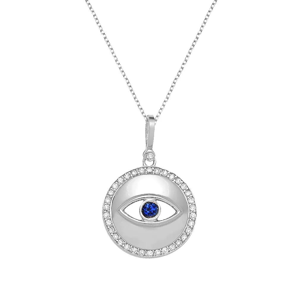 Round Diamond Evil Eye Necklace sold by Baby Gold product image thumbnail 2