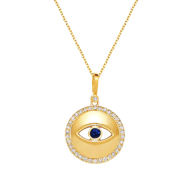 Round Diamond Evil Eye Necklace sold by Baby Gold