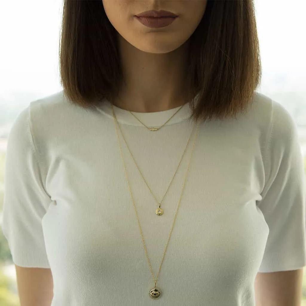 Round Diamond Evil Eye Necklace sold by Baby Gold product image thumbnail 4