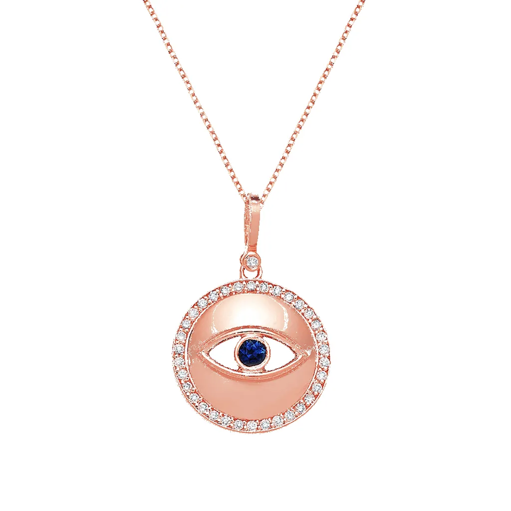 Round Diamond Evil Eye Necklace sold by Baby Gold product image thumbnail 3