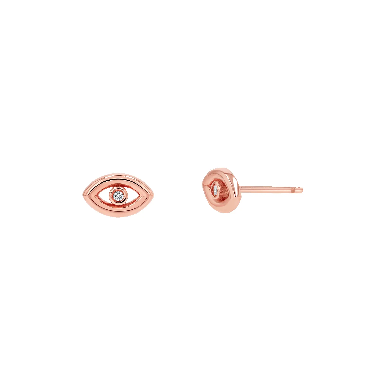 Bezel Set Evil Eye Stud Earrings sold by Baby Gold product image thumbnail 3